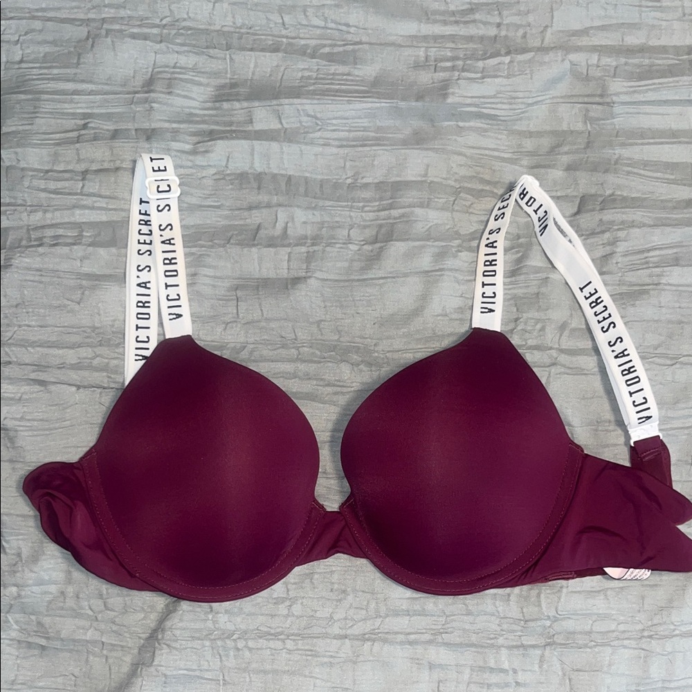 Victoria's Secret Maroon Bra with Logo Straps